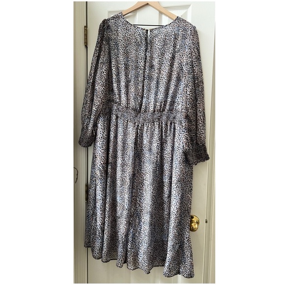 Talbots Long Sleeve Blue Leopard Print Dress 22W Petite - Picture 9 of 9